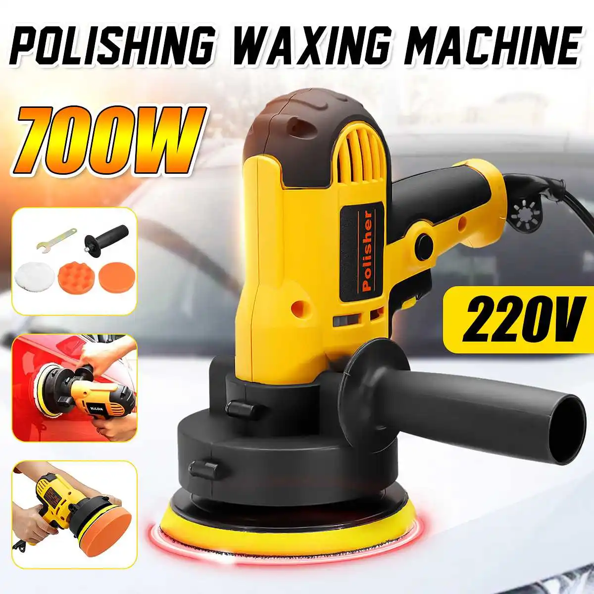 

700W 3700 r/min Car Polisher Electric Car Polisher Machine 220V Auto Polishing Machine Sanding Waxing Sealing Glaze Power Tools