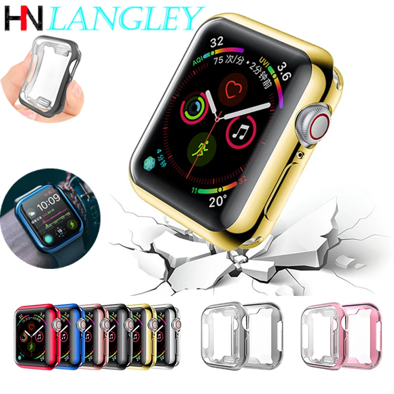Чехол для часов Apple Watch 5 4 40 мм 44 тонкий мягкий ТПУ чехол с покрытием Iwatch Series 3 2 1 38 42