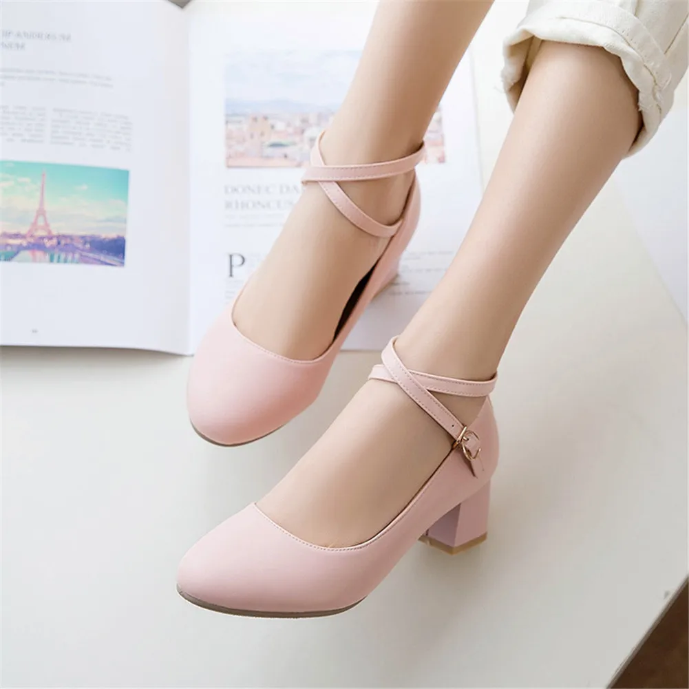 Karinluna Sweet Plus Size 30-43 Lady Chunky Heels Shoes Woman Casual Office Lady Date Spring Pumps Women Shoes