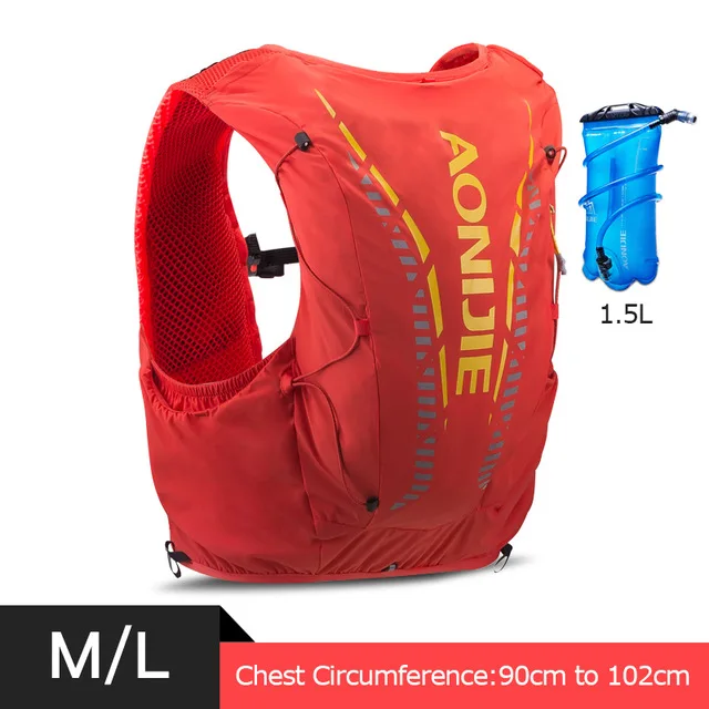 Orange ML 1.5L AONIJIE Расширенная кожа 12L гидратация Рюкзак Пакет сумка Жилет Мягкий водный Пузырь фляга для велоспорта Пешие прогулки Трейл бег марафон - Цвет: Orange ML 1.5L