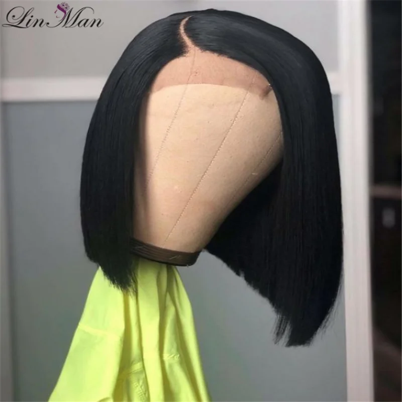 Синтетические волосы на кружеве парик прямые короткие Боб Волосы remy бразильские парики из натуральных волос
