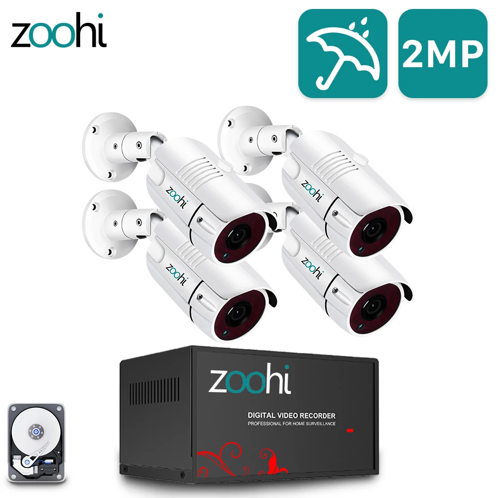 Zoohi HD 4CH 1080N AHD DVR комплект системы видеонаблюдения 4 шт. 720P/1080P