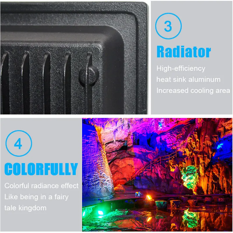 RGB Светодиодный прожектор IP66 50 Вт 30 10 SMD 2835 с отражателем и пультом дистанционного