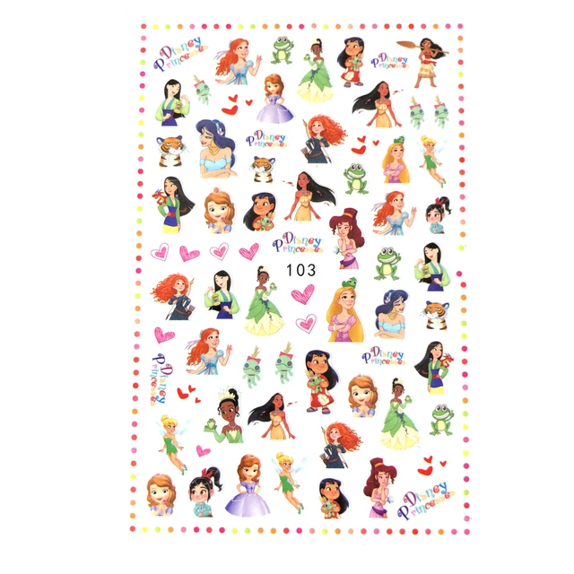 1PCS Disney Cartoon Anime Collection Star Design Nail Sticker Mickey Mouse Donald Duck Lion King Mermaid Stitch Nail Slider EB103