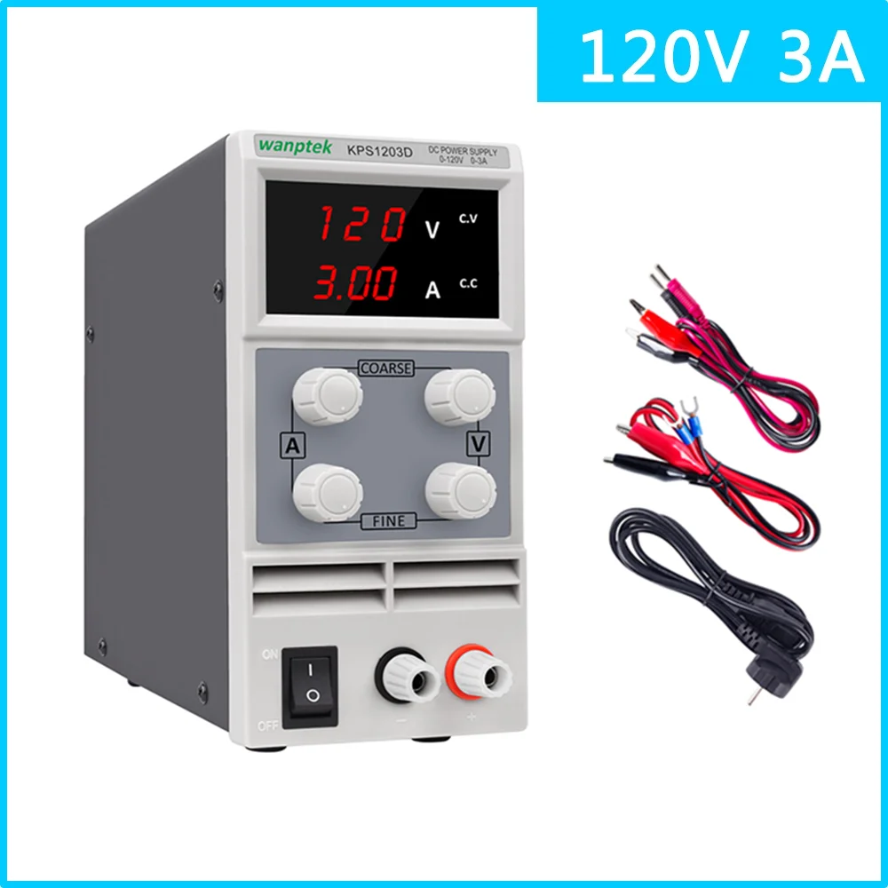 

NEW 120V 3A LCD Display Screen Display Adjustable DC Lab Power Supply Laptop Repair Rework Eye Protection Switching Regulator