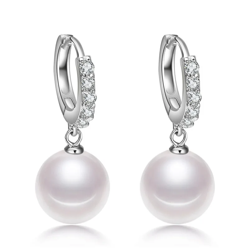 Earrings Простой 925 пробы серебро Цепочки и ожерелья с натуральным жемчугом Кулон Цепочки и ожерелья s+ серьги для Для женщин Ювелирные наборы подарок kolye чокер с бижутерией женский - Окраска металла: Earrings