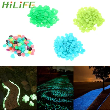 

HILIFE 100 Piece/Pack Artificial for Walkway Aquarium Garden Yard Luminous Stones Rock Glow in the Dark Garden Pebbles