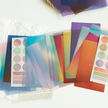 

23pcs Colorful Translucent Sulfuric Acid Paper Memo Pad Bullet Journal Stickers Memo Notepad School Office Supplies Stationery