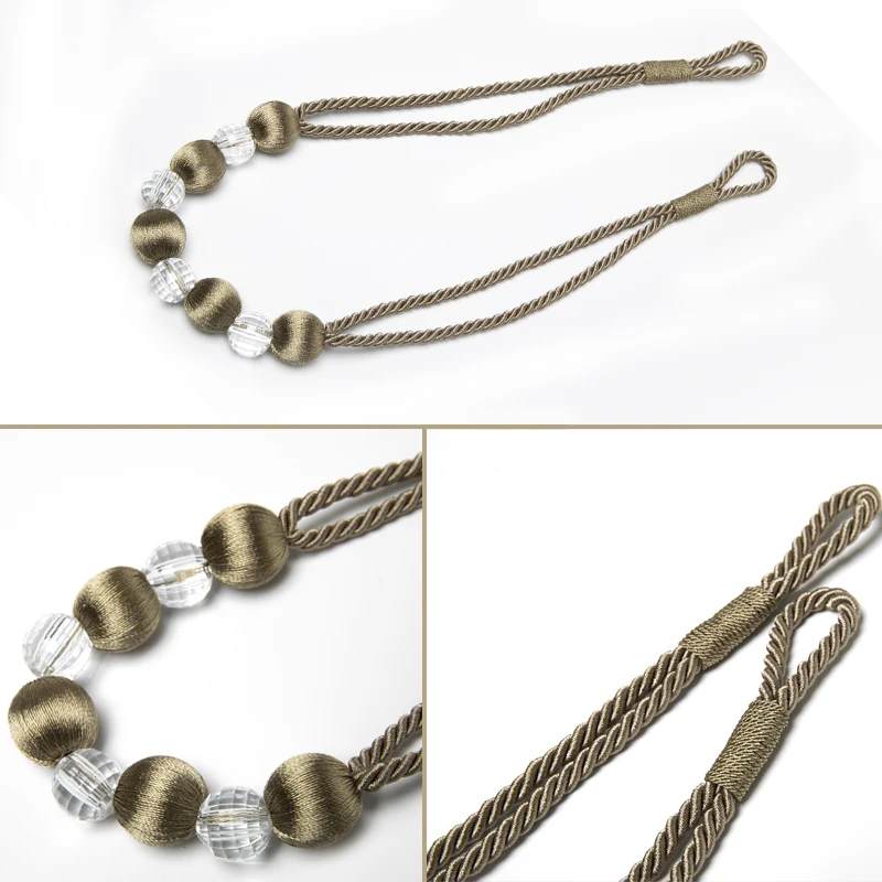 Bead Curtain Tieback Home Decor Gold Holdback Curtains Holder Clamp Buckle Rope Room Accessories Decoration Tie Back 1Pc