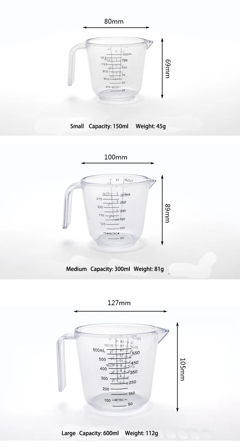 600/300/150 мл пластиковый мерный стакан кувшин жёлоб для бетонной смеси поверхность кухонный инструмент качественная чашка с градуированным качеством кухни