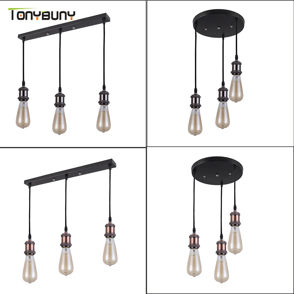 

Ceiling Lamp E27 Bulb 3 heads retro industrial restaurant loft modern vintage ceiling lights bar cafe dining room light