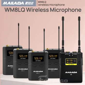 

Mailada WM8LQ Wireless Microphone UHF System 4 Transmitters 1 Receiver Condenser Wireless Video Mic for Canon Nikon Sony Camera