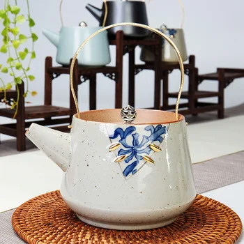 

Ceramic Loop-handled Teapot Household Japanese Style Retro Tea Making Device Tea Pot Kettle Tea Pot Tea Carafe Stovetop Kettle
