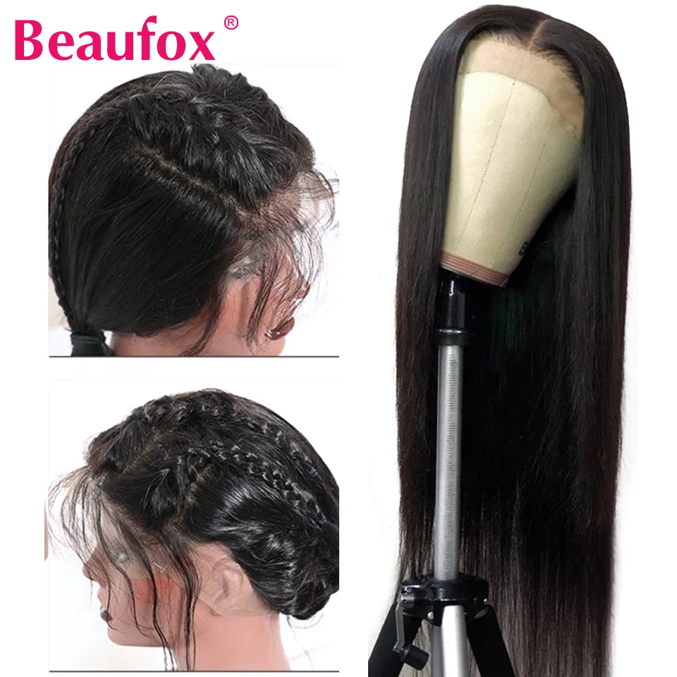 Beaufox 360 парик с фронтальным кружевом предварительно выщипанные перуанские прямые