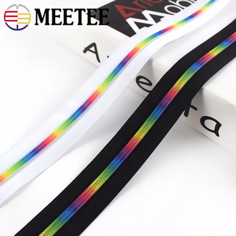 Meetee 2 м/5 м/10 м 5 # Нейлоновые цветные зубчатые молнии черная белая ткань кодовая