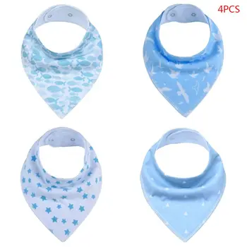 

4 Pcs/set Baby Bibs Soft Cotton Printing Newborn Kids Drool Teething Absorbent Saliva Towel Infants Shower Gifts