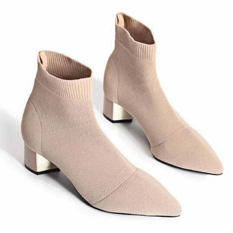 Г., Новое поступление, модные женские ботильоны повседневные эластичные сапоги с высоким берцем обувь с острым носком женская обувь, aa0529