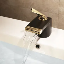 High-end bathroom boutique waterfall water outlet all copper black basin faucet hotel engineering faucet High-end bathroom boutique waterfall water outlet all copper black basin faucet hotel engineering faucet