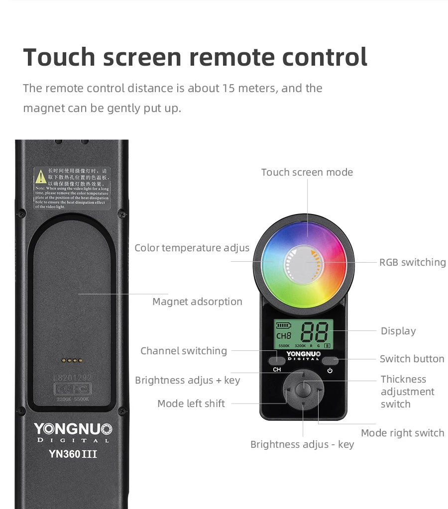 YONGNUO YN360 III YN360III ручной 3200 K-5500 K RGB разноцветный ледяной светодиодный светильник с сенсорным управлением, светодиодный телефон приложение