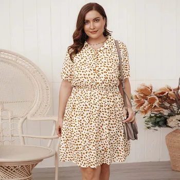 

2020 Summer Floral Print Oversized Dress Plus Size XL 4XL Boho Party Dress Elegant Cotton Loose Short Vestidos Women