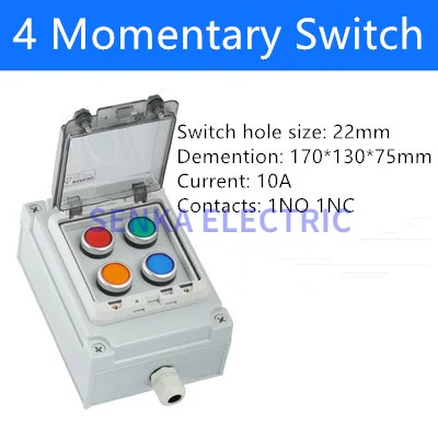 Description Picture 4 of itemOutdoor Waterproof Button Control Switch Box Emergency Stop Start Indication Lamp Self Recovery Switch Junction Box 220VAC