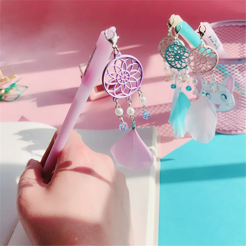 

1Pcs Colorful Feather Dreamcatcher Pendant Gel Pen Ink Pen Promotional Gift Stationery School & Office Supply