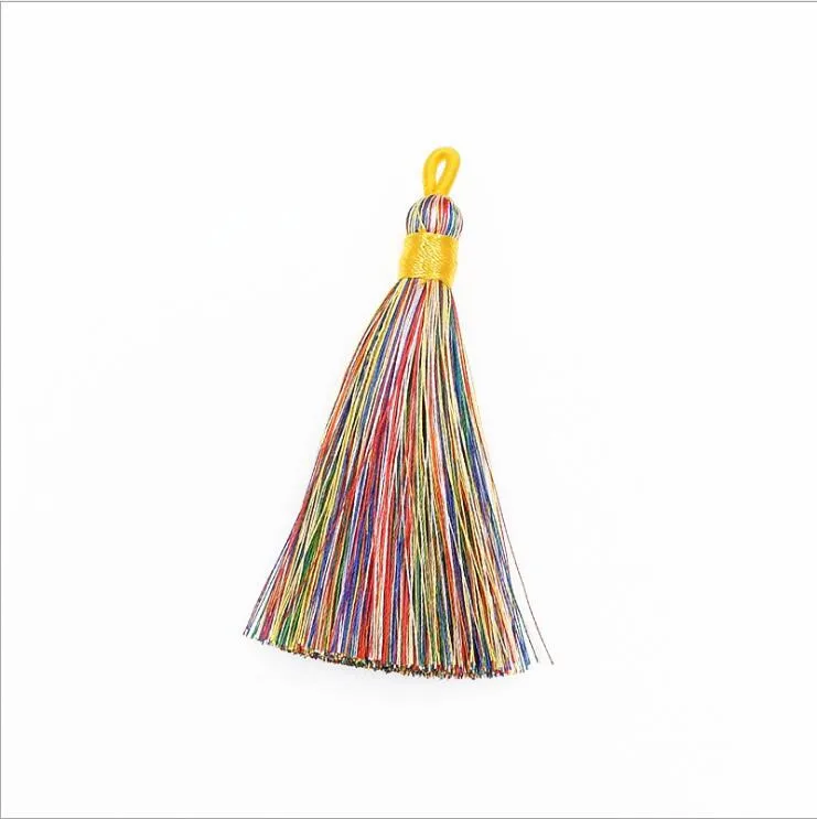 2pcs 8cm Silk Tassel Fringe Straps Pendant Brush DIY Craft Tassels Trim For Curtains Jewelry Making Wedding Home Decor Accessory - Цвет: Colorful