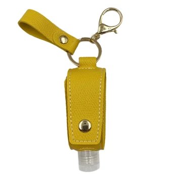 

Travel Portable 30ml Empty Refillable Bottle with Faux Leather Holder Keychain Clips Leakproof Hand Sanitizer Container