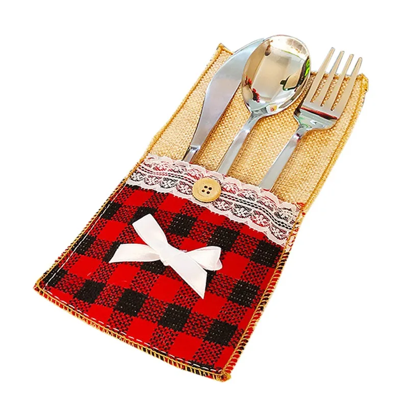 Burlap Lace Cutlery Holder Pouch Knife Fork Cover Bag For Country Wedding Bridal Shower Birthday Party Table Decro Black Red | Дом и сад