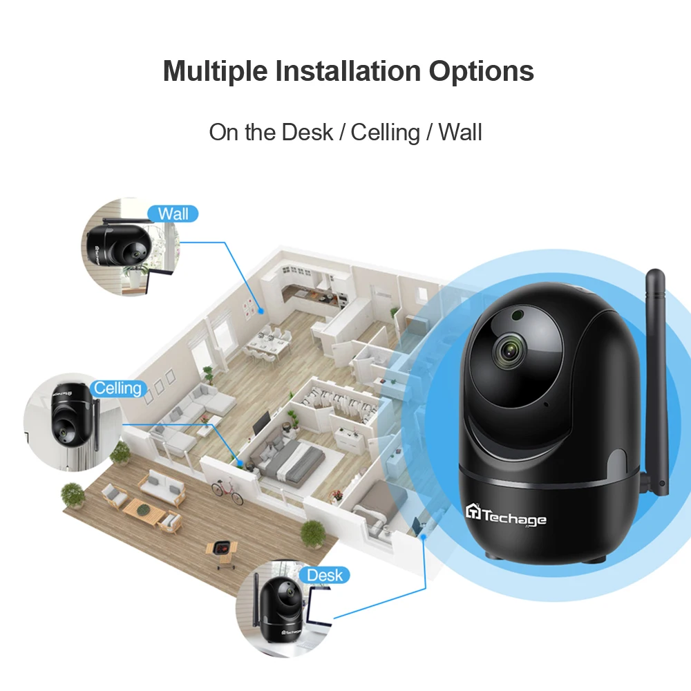 Techage 1080P Full HD bezprzewodowa kamera ip Wifi IP kamera telewizji przemysłowej karta SD Wifi Mini wideo sieciowe nadzór automatyczna kamera śledząca Techage 1080P Full HD bezprzewodowa kamera ip Wifi IP kamera telewizji przemysłowej karta SD Wifi Mini wideo sieciowe nadzór automatyczna kamera śledząca
