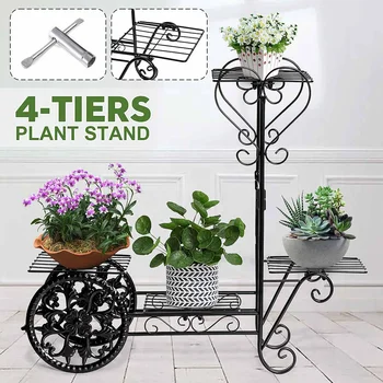 

4 Spotted Metal Plant Stand Flower Rack Pot Storage Rack Shelf Display Shelf Holder Home Indoor Outdoors Decor Garden Balcony