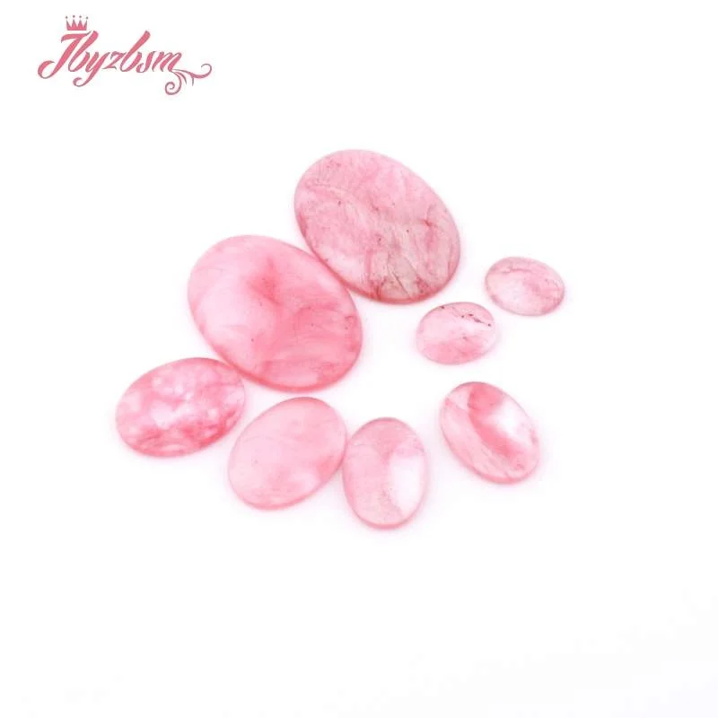 Oval Watermelon Quartz Beads CAB Cabochon Flatback Dome Undrilled Stone For DIY Pandandt Earring Ring Jewelry Making 5pcs | Украшения и