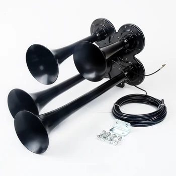 

4/Four Trumpet Air Horn Powerful Loud 150db 12V for Car Vehicle Truck Motorcycle Boat (Black)