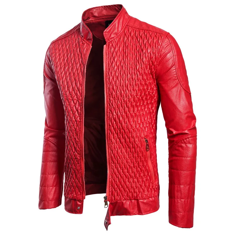  Left ROM Mens Brand Leather Jacket 2019 Autumn Street Slim Trench Coat Men's Clothing Pleated Slim 