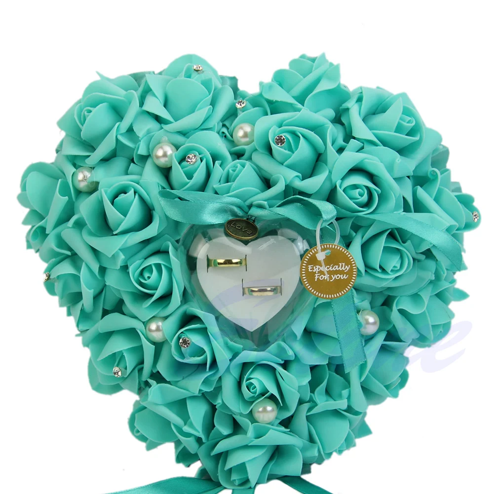 

Elegant Rose Wedding Favors Heart Shaped Gift Ring Box Pillow Cushion Decoration D08D