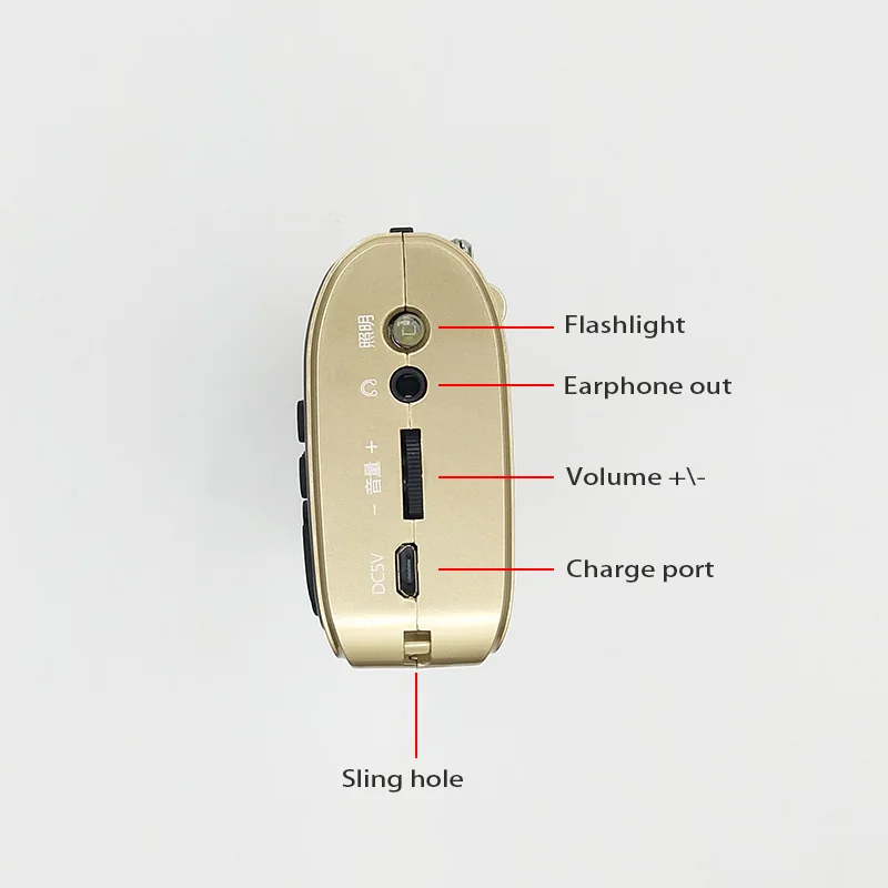 FM частота 70 МГц~ 108 МГц мини FM радио динамик TF USB MP3 плеер светодиодный фонарь, гарнитура 18650 перезаряжаемая