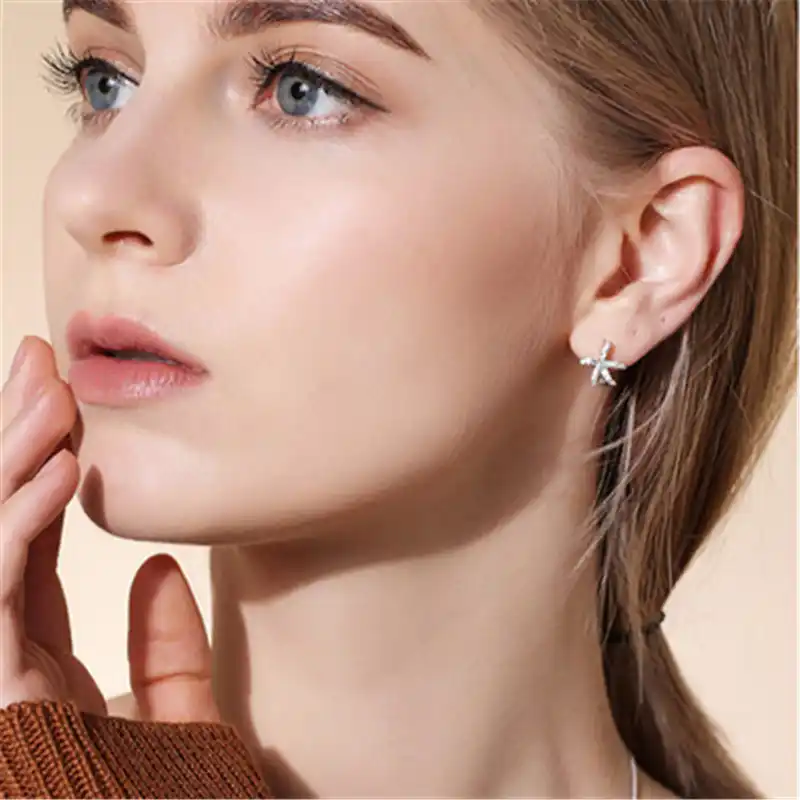 925 серебряные серьги маленький чистый и свежий и морская звезда плавления краткое абзац набор шнека Женская мода ювелирные изделия