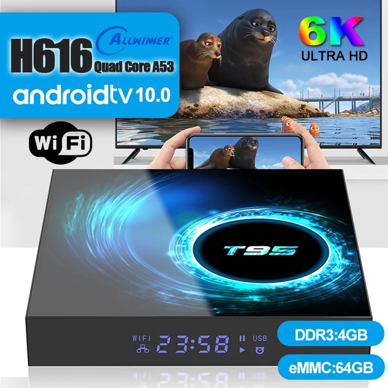 H616 128GB Smart TV Box Android 10.0 6K Quad Core 1080P Youtube Media player Wifi 2.4G 5G Media player TV Set top box