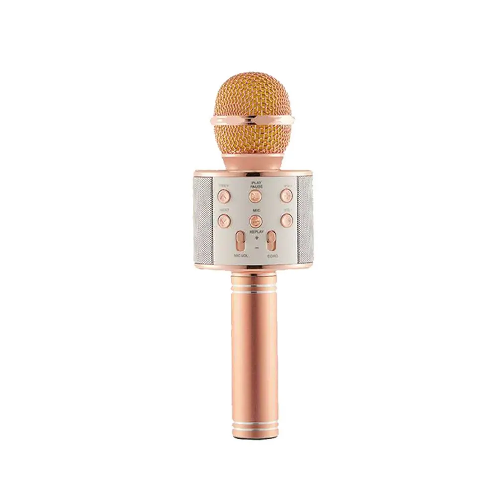 Портативный Национальный караоке микрофон мобильный телефон караоке беспроводной конденсаторный микрофон аудио машина - Цвет: Rose gold