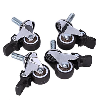

4Pcs Mini Small Casters 1 Inch M8X15Mm Tpe Silent Wheels With Brake Universal Casters Wheel For Furniture Bookcase Drawer