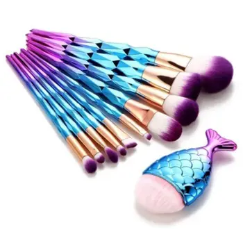 

Mermaid Fishtail Makeup Brush Set Eye Shadow Eyeliner Foundation Foundation Concealer Blend Brush Beauty Cosmetics 11pcs/sets
