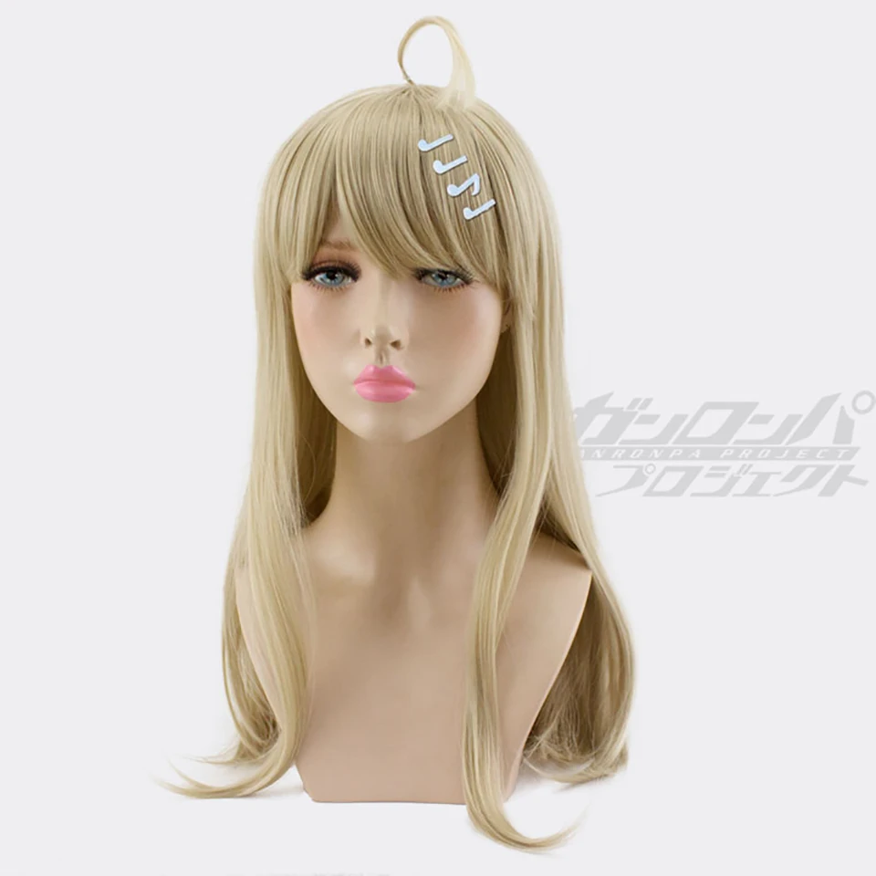 

DIFEI Cosplay Kaede Akamatsu New Danganronpa V3 High Temperature Resistant Fiber Synthetic Light Gold Long Straight Wig