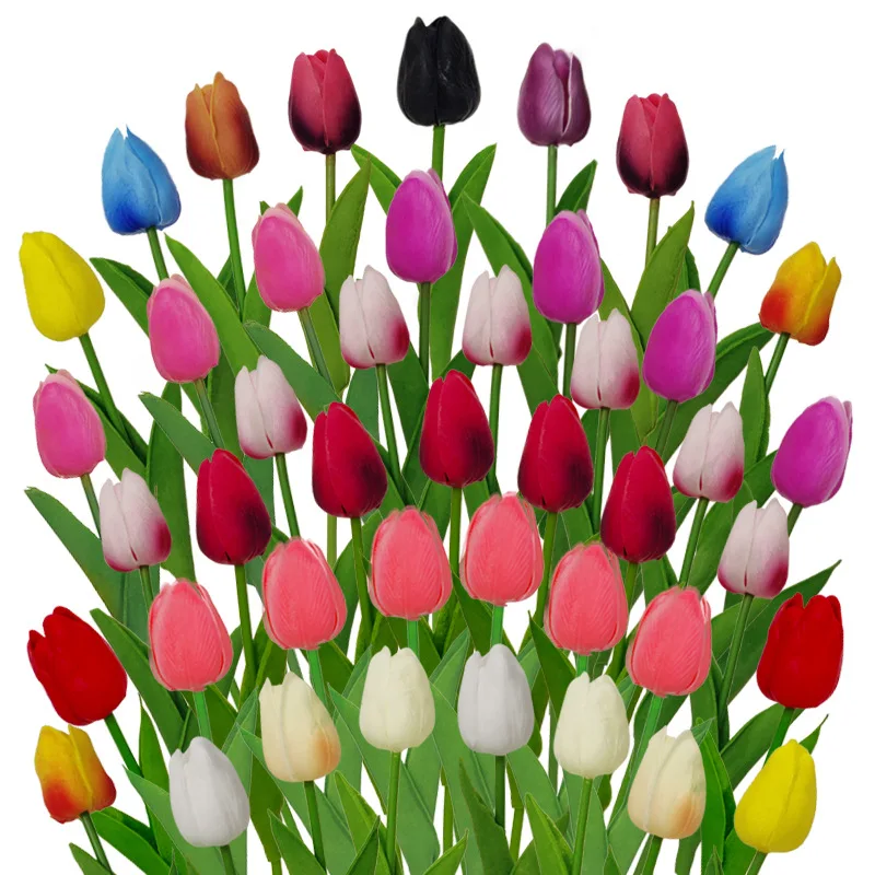 Flores artificiales tulipanes, Plantas secas naturales, decoración para el  hogar, boda, pétalos de tulipanes de silicona falsos, florero|Flores  artificiales y secas| - AliExpress