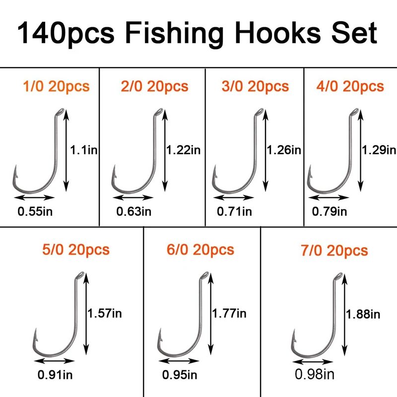 JSHANMEI 70pcs/box Bait Hook Live Bait Circle Fishing Hooks Strong Stainless Steel Hooks Set Saltwater Fishing
