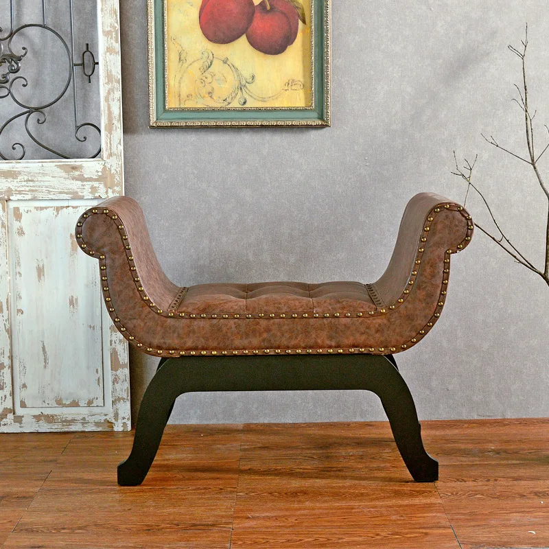 

New Products Listed Clothing Store Stool Solid Wood Shoes Leather Stool Showcase Display Soft Loading la casa ju deng Customizab