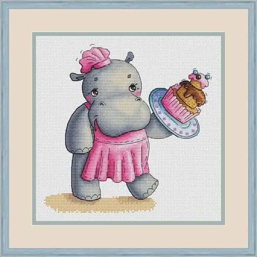 

Little Pirate Counted Cross Stitch Kit Cross stitch RS cotton with cross stitch Lobster and beer Hippo dessert