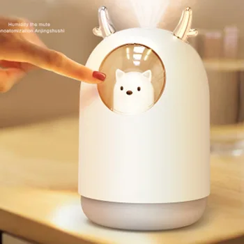 

300ml Mini USB Humidifier Cute Portable Ultrasonic Cartoon Animal Air Oil Diffuser Car Home Desktop LED Lamp Mist Maker Machine