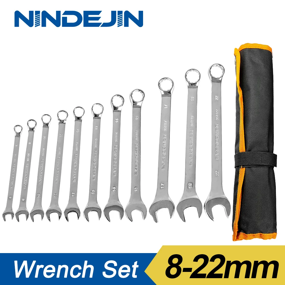 NINDEJIN 11pcs spanner wrench tool set CR V 8 9 10 11 12 13 14 15 17 19
