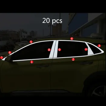 

Car styling stainless steel window garnish pillar window middle strip trim for Hyundai Kona Encino 2017 2018
