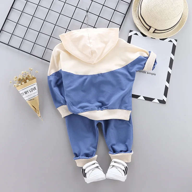 Осенняя одежда для новорожденных Одежда для маленьких мальчиков и девочек Детский Повседневный костюм с капюшоном из 2 предметов одежда для малышей, спортивный костюм